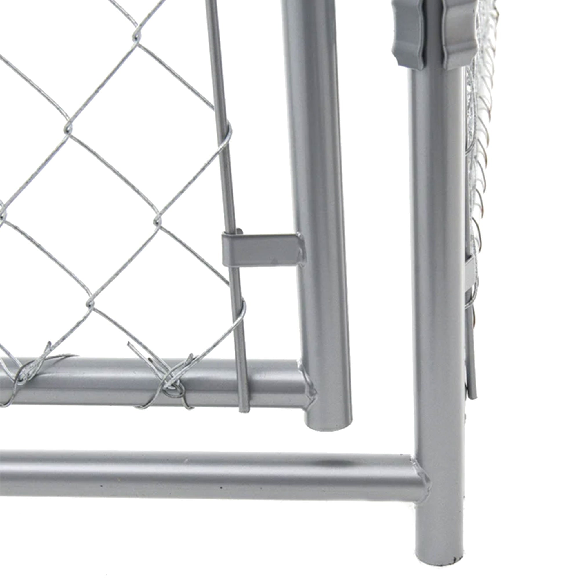 Lucky Dog 2-in-1 Size Galvanized Chain Link Kennel - Silver - CL 61528EZ