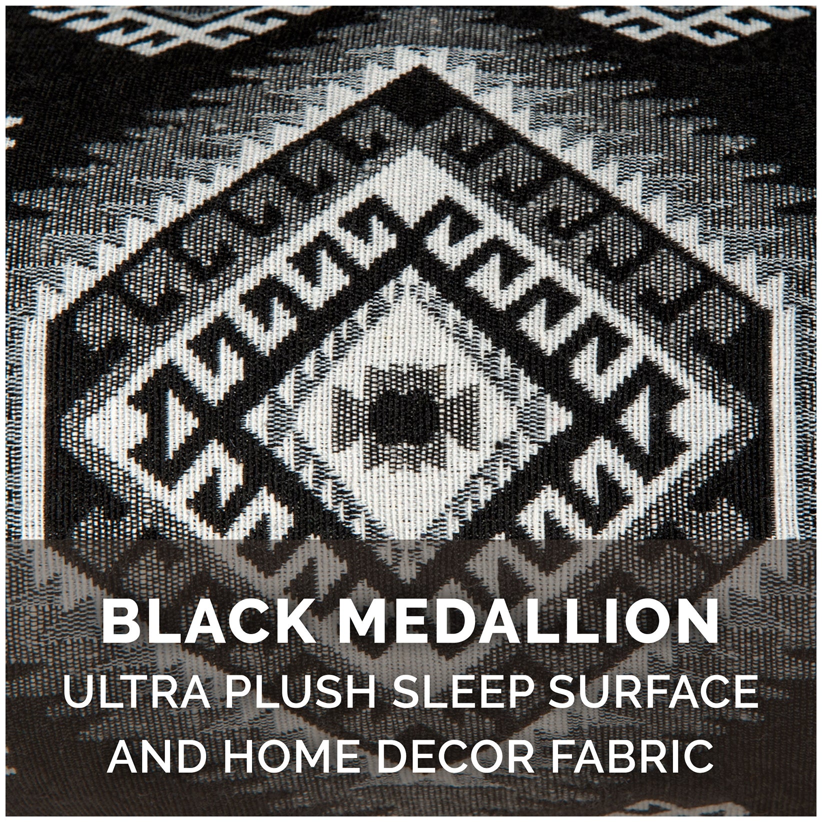 FurHaven | Deluxe Orthopedic Southwest Kilim L-Chaise Lounge Pet Bed for Dogs and Cats， Black Medallion， Large