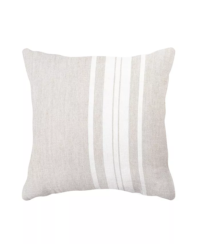 Anaya Home Natural Beige Bold Stripes Linen Down Throw Pillow