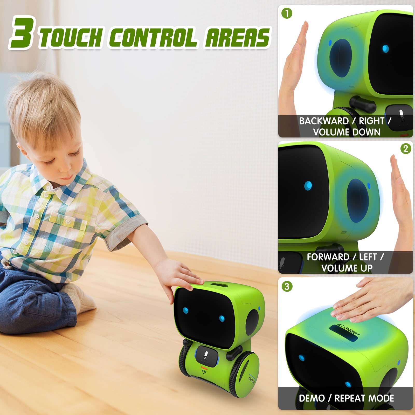 GILOBABY Interactive Smart Robot Toy for Kids， Voice Controlled - Green