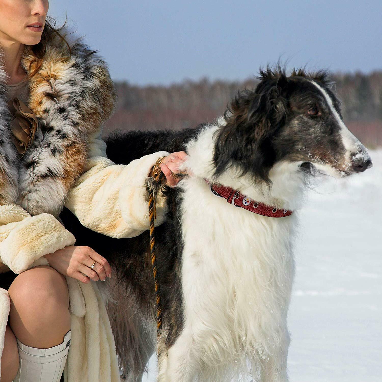 Pets First NFL Pittsburgh Steelers Best Dog Collar NFL Signature PRO PVC-Leather Premium - Large