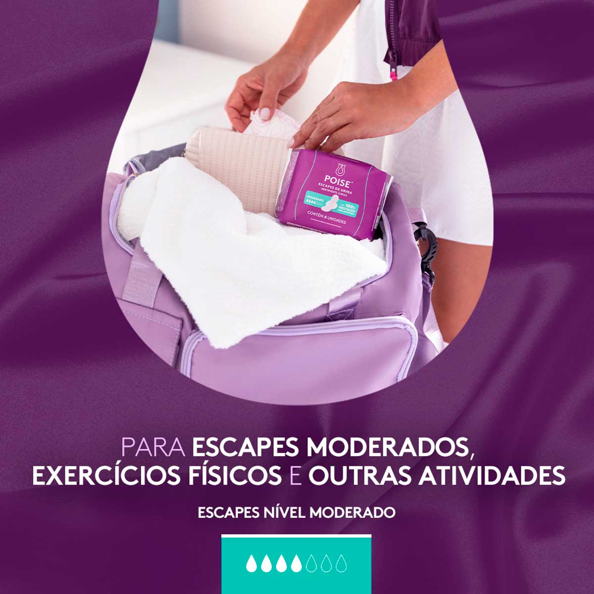 Absorvente com Abas para Escapes de Urina Poise Longo 8 Unidades