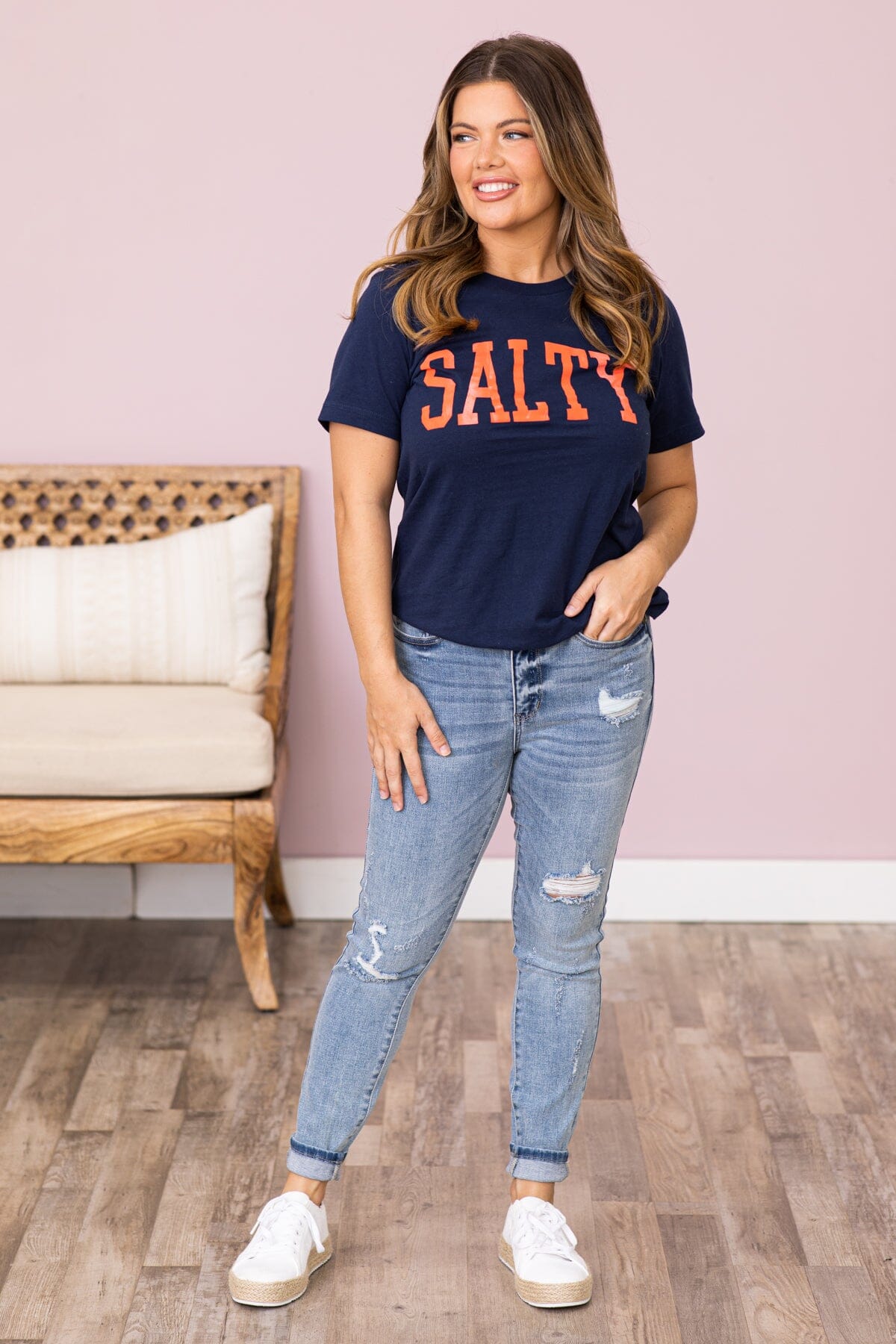 Navy and Orange Salty Graphic Tee