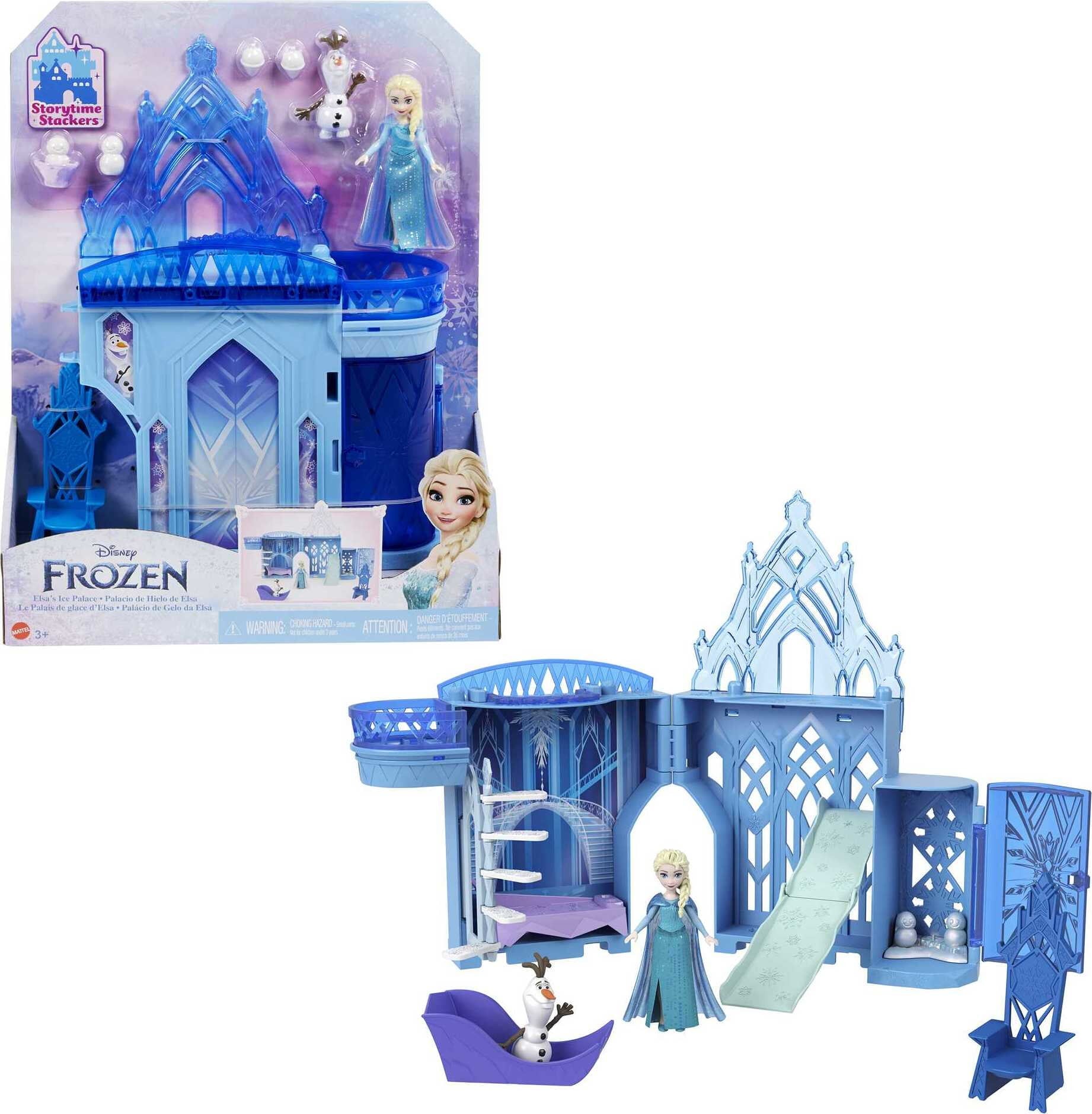 Disney Frozen Storytime Stackers Elsa's Ice Palace, Doll House Playset with Small Doll & 8 Accessories