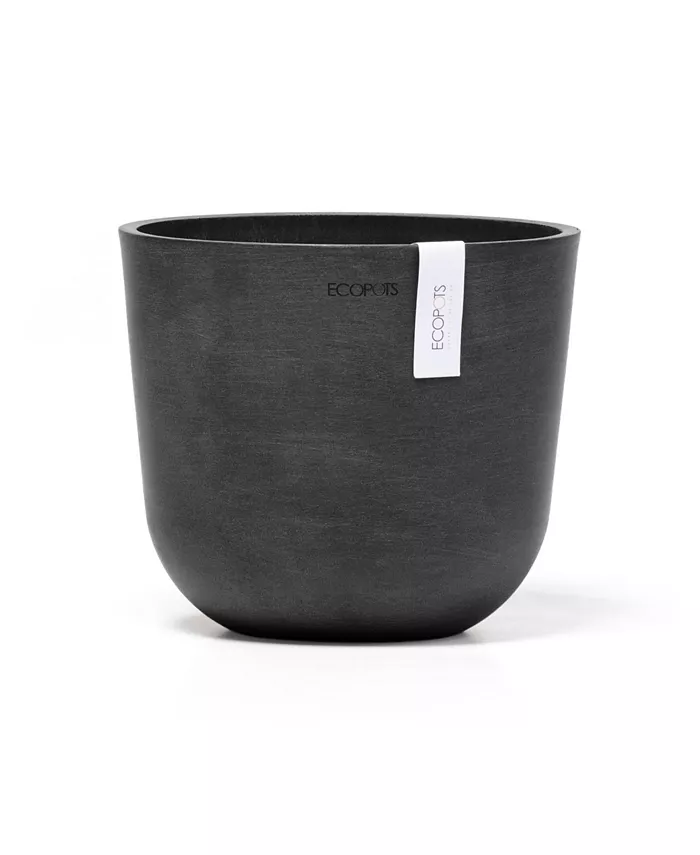 ECOPOTS Oslo Plastic Flower Pot， Dark Grey， 9.8