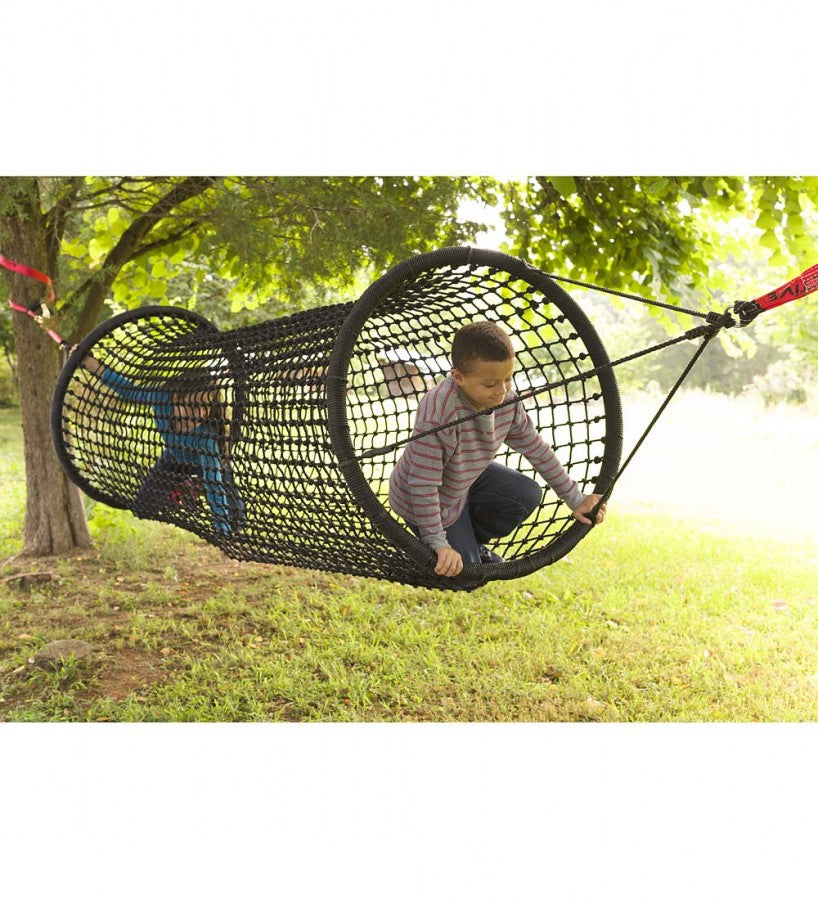 Weather-Resistant Hanging Woven Rope Tunnel Bridge for Kids， 6'L x 35