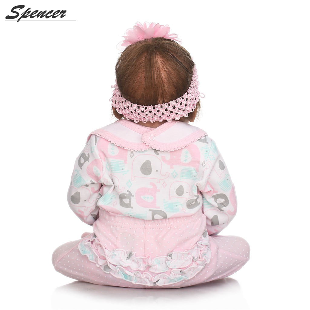 Spencer 22" 56cm Lifelike Handmade Full Body Silicone Vinyl Reborn Newborn Baby Doll Sleeping Newborn Girl Xmas Gift