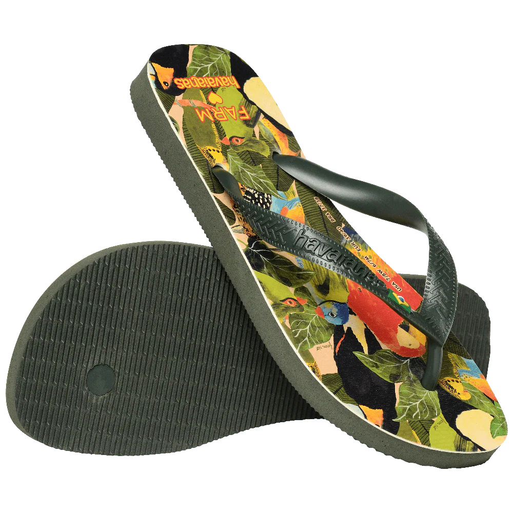 Chinelo Havaianas Farm Folhagens De Pássaros