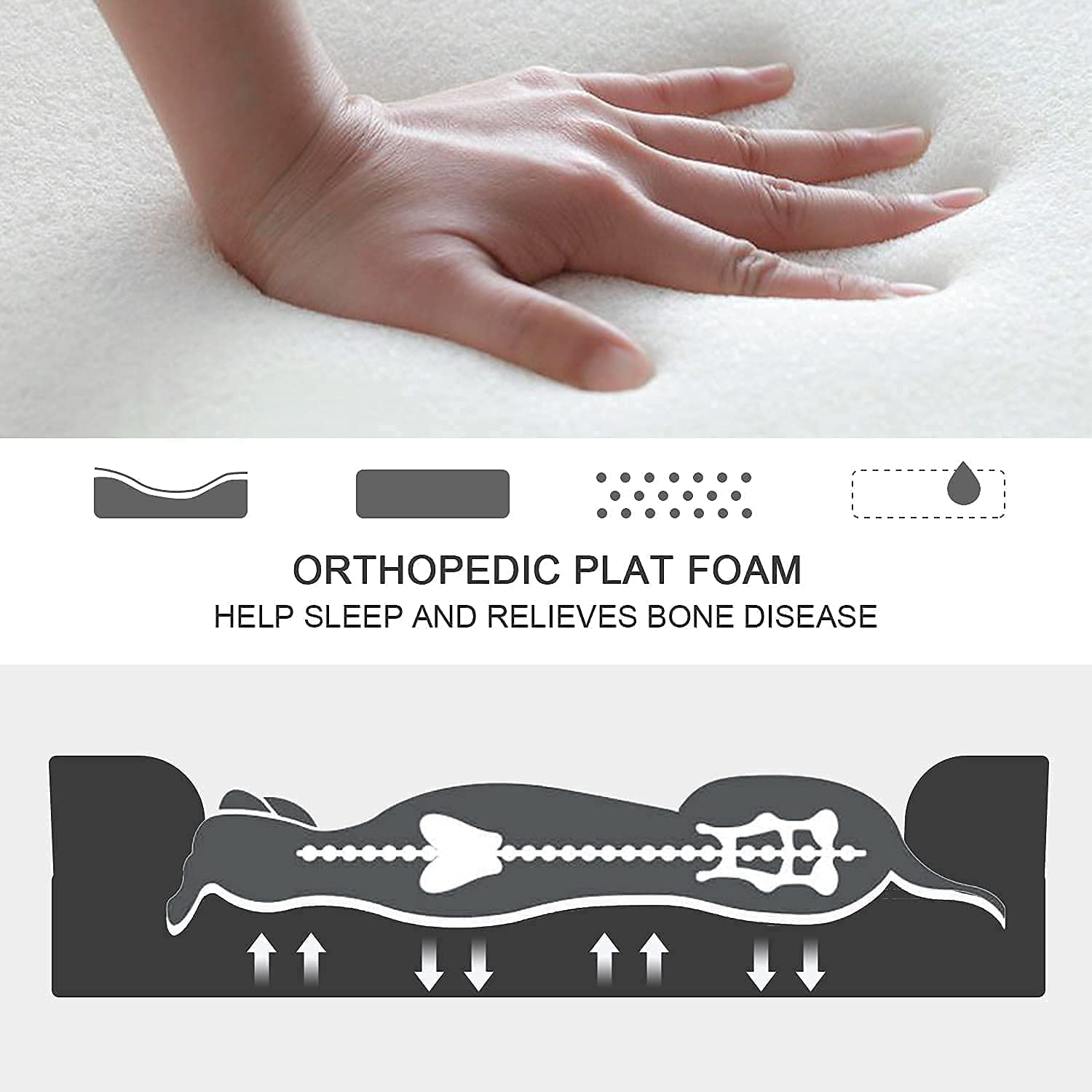 PinkSheep Waterproof Memory Foam Dog Bed Plush Orthopedic Sofa Pet Bed with Removable Cover for Small Medium Sized Cats Dogs Gray