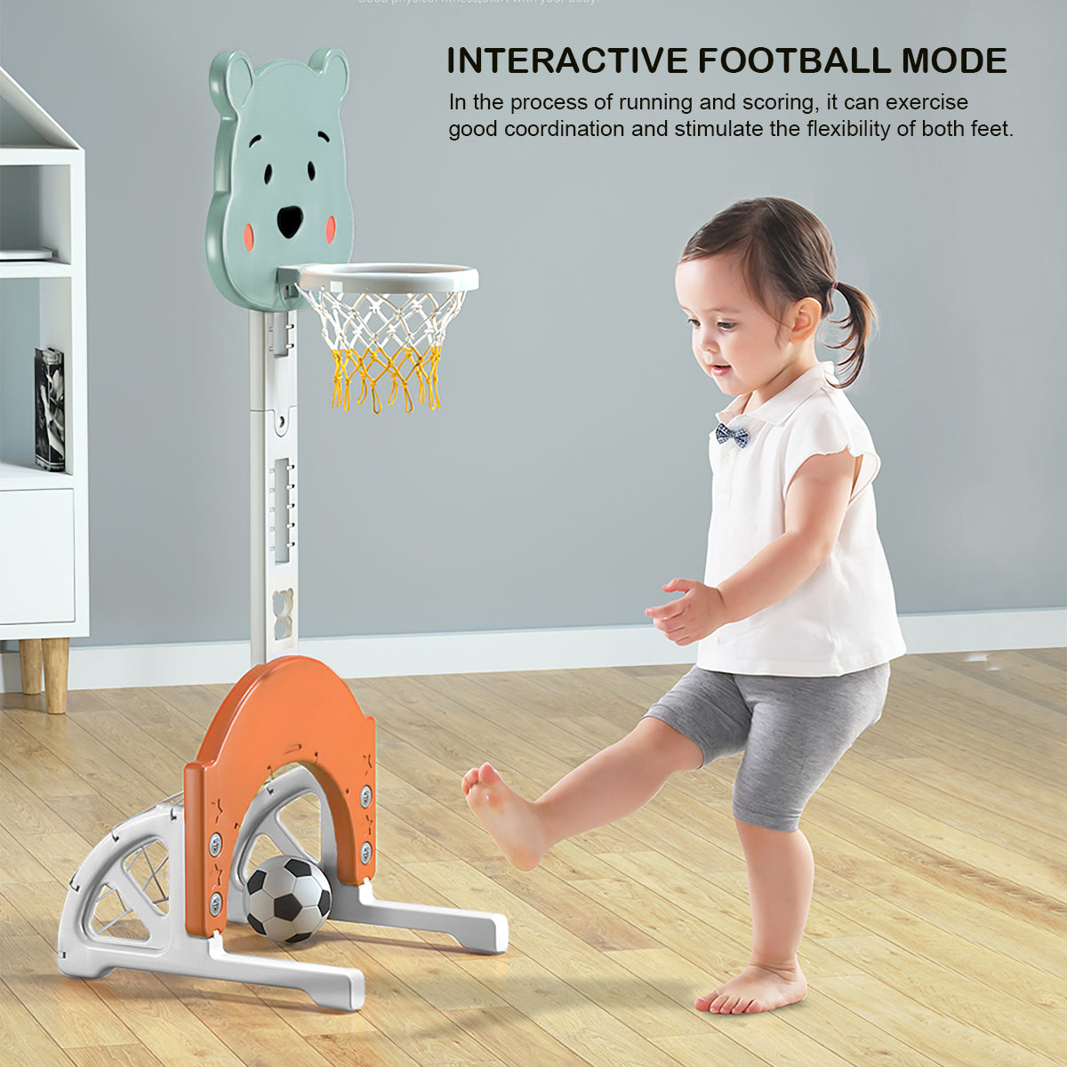 Techvida Kids Basketball Hoop， 2 in 1 toddler Basketball Hoop， Adjustable Basketball Hoop Set with Basketball， Football