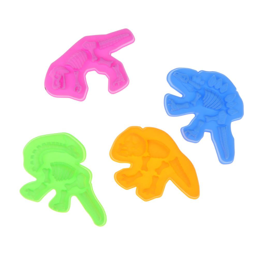 Pack of 4 Multi-colored Dinosaur Skeleton s Sand Beach Toy Set, , Triceratops, Stegosaurus and Diplodocus