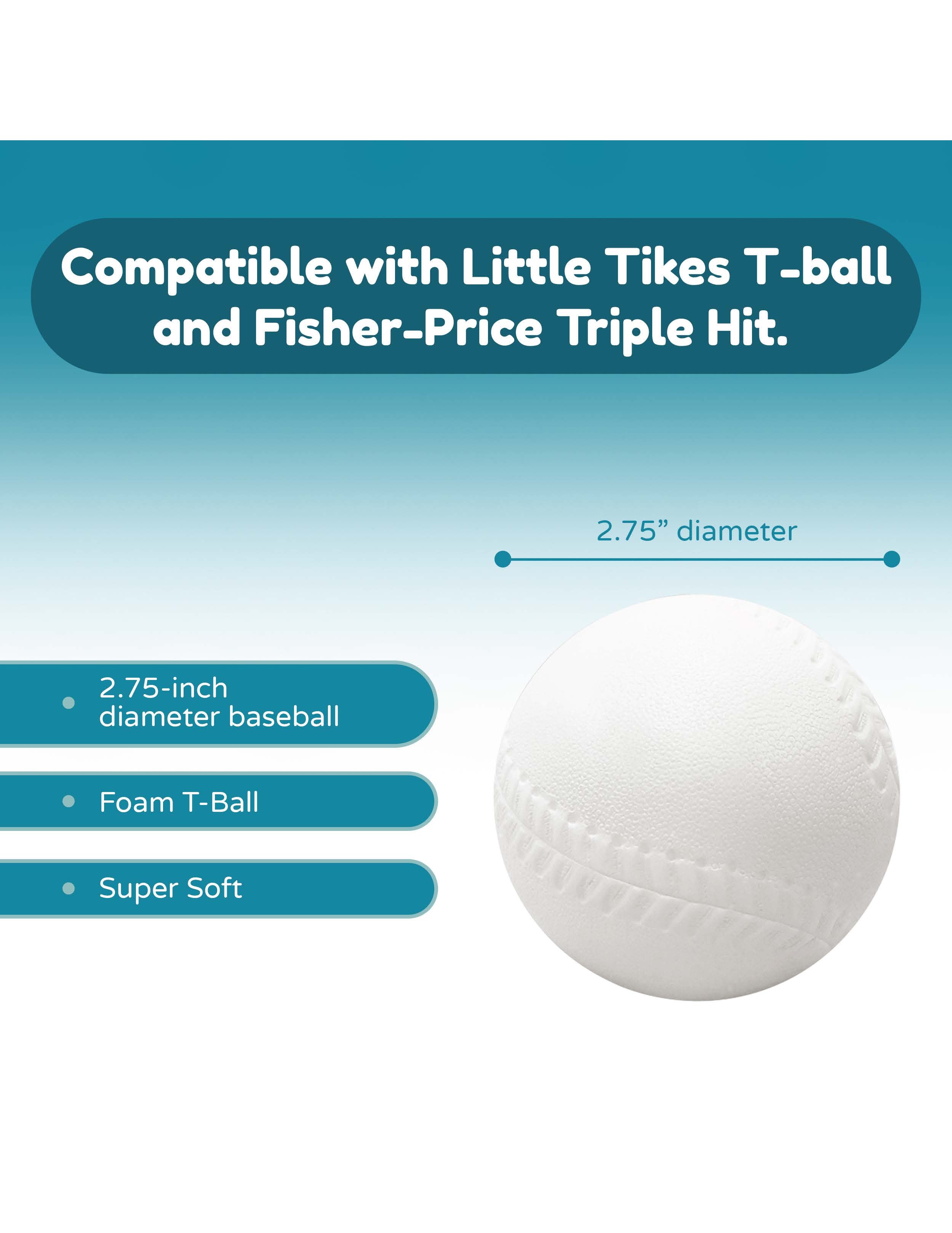 Four Brothers T-Ball Soft Foam Baseballs – Replacement Ball for Little Tikes T-Ball and Fisher-Price Triple Hit