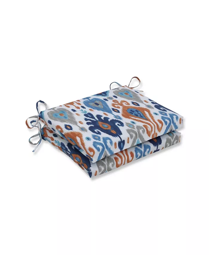 Pillow Perfect Paso Azure Squared Corners Seat Cushion， Set of 2
