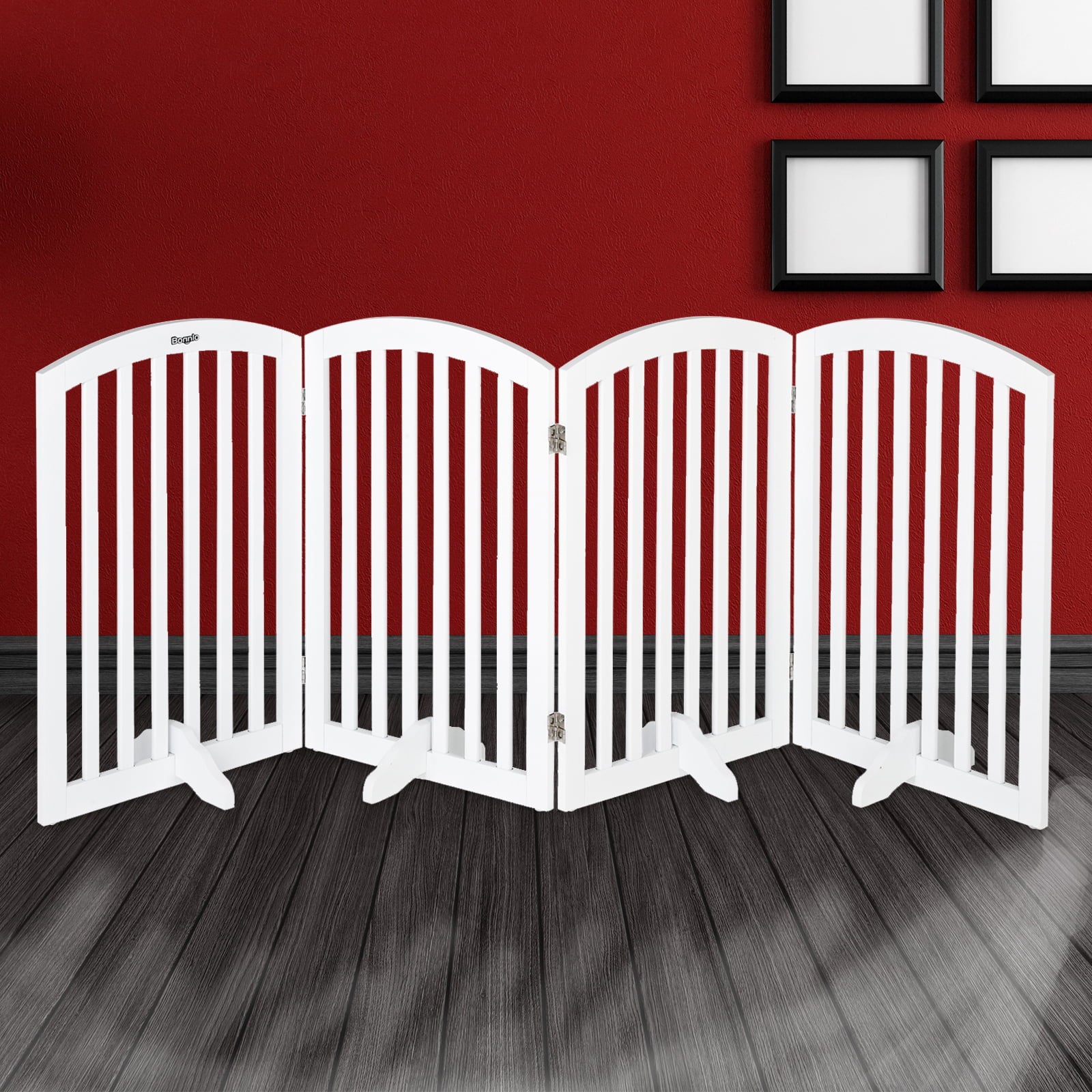 VINGLI 30” Tall Free Standing Pet Gates for Doorways， 4 Panel Folding Dog Gates for The House Extra Wide