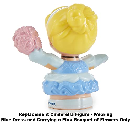 Replacement Part for Fisher-Price Little People Princess Cinderella and Prince Charming Figure Pack - FKW19 ~ Replacement Cinderella Figure ~ Wearing Blue Dress and Carrying a Pink Bouquet of Flowers