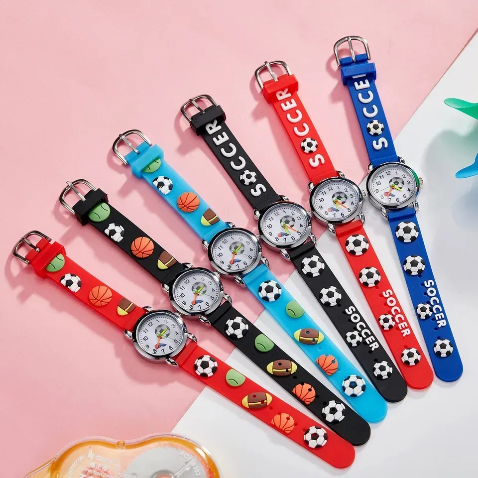LIUYANGTIAN 2pcs Kids Watches 3D Football Quartz Wristwatch Fashion Waterproof Sports Watch Clock for Boys and girls Kids Students Children