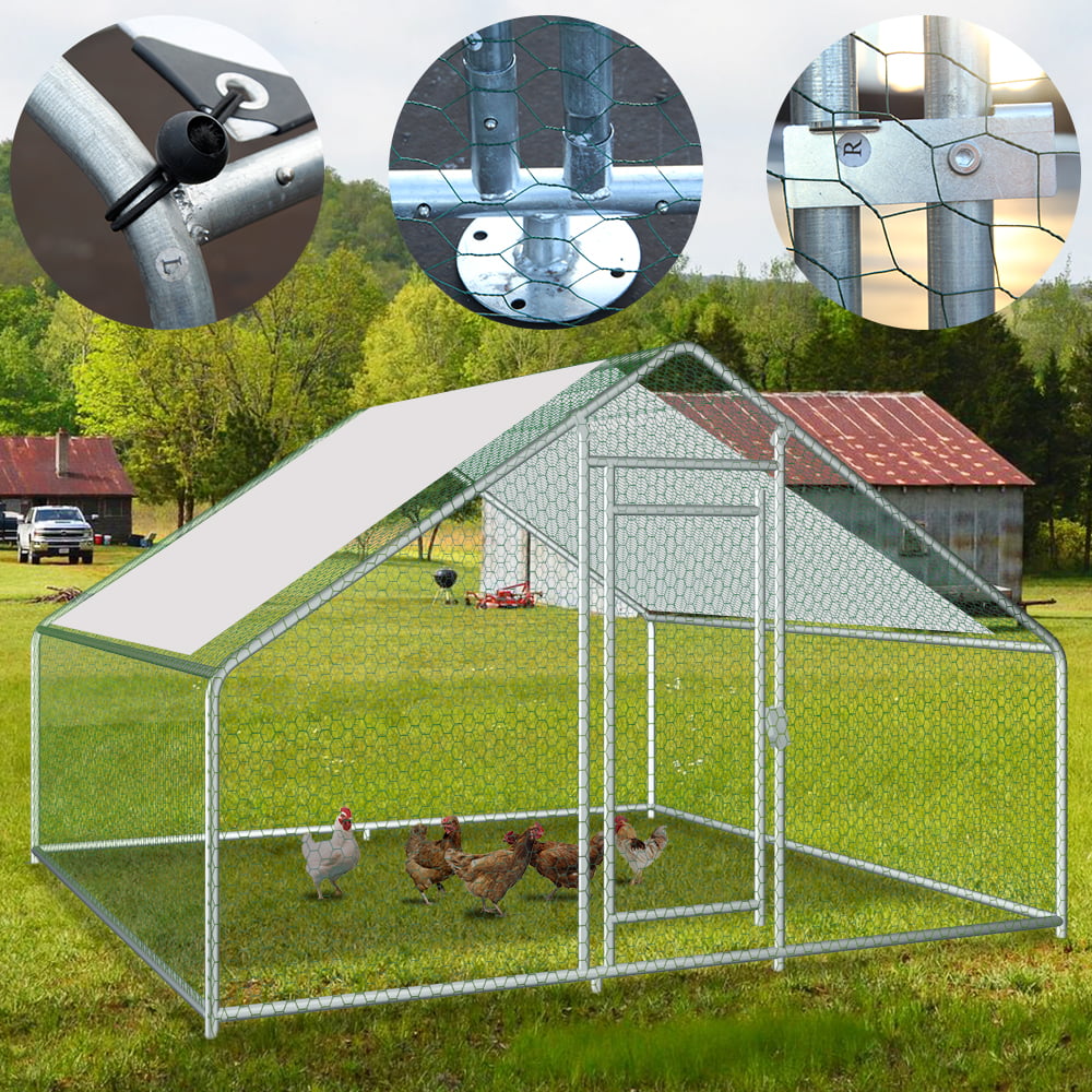 Large Metal Chicken Coop Walk in Hen Run Farm Cage 10ft*10ft