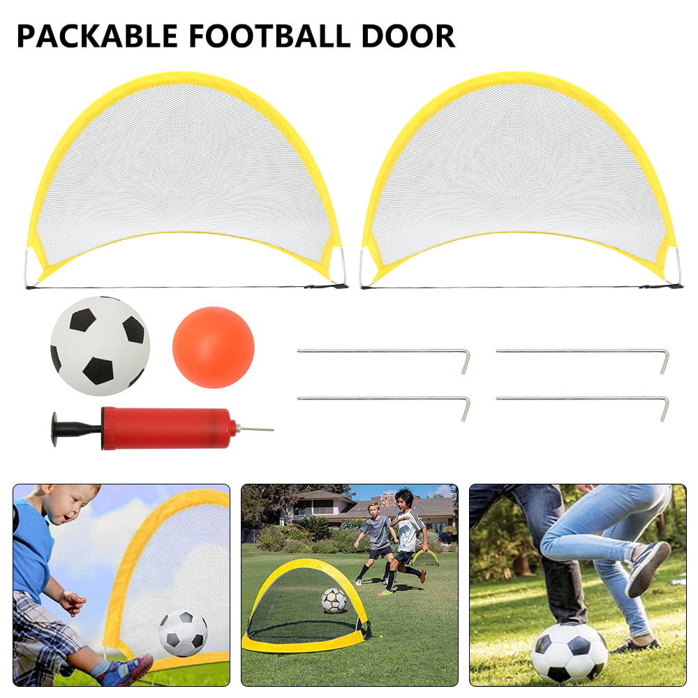 Willstar 2 PCS Collapsible Soccer Goal Pop Up Football Goals Nets Portable Training Football Net for Beach Playground Backyard