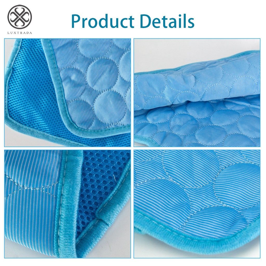Luxtrada Pet Dog Self Cooling Mat Pad Ice Silk Mat Pet Cooling Non Sticking Blanket Keep Pets Summer Cool Comfort for Cats and Dogs Home (Blue，Size L)
