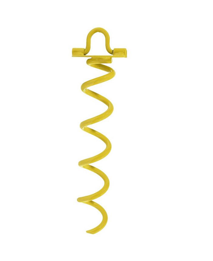 Sunnydaze Decor Yellow Powder-Coated Steel Spiral Anchor Stake Screw - 12 in