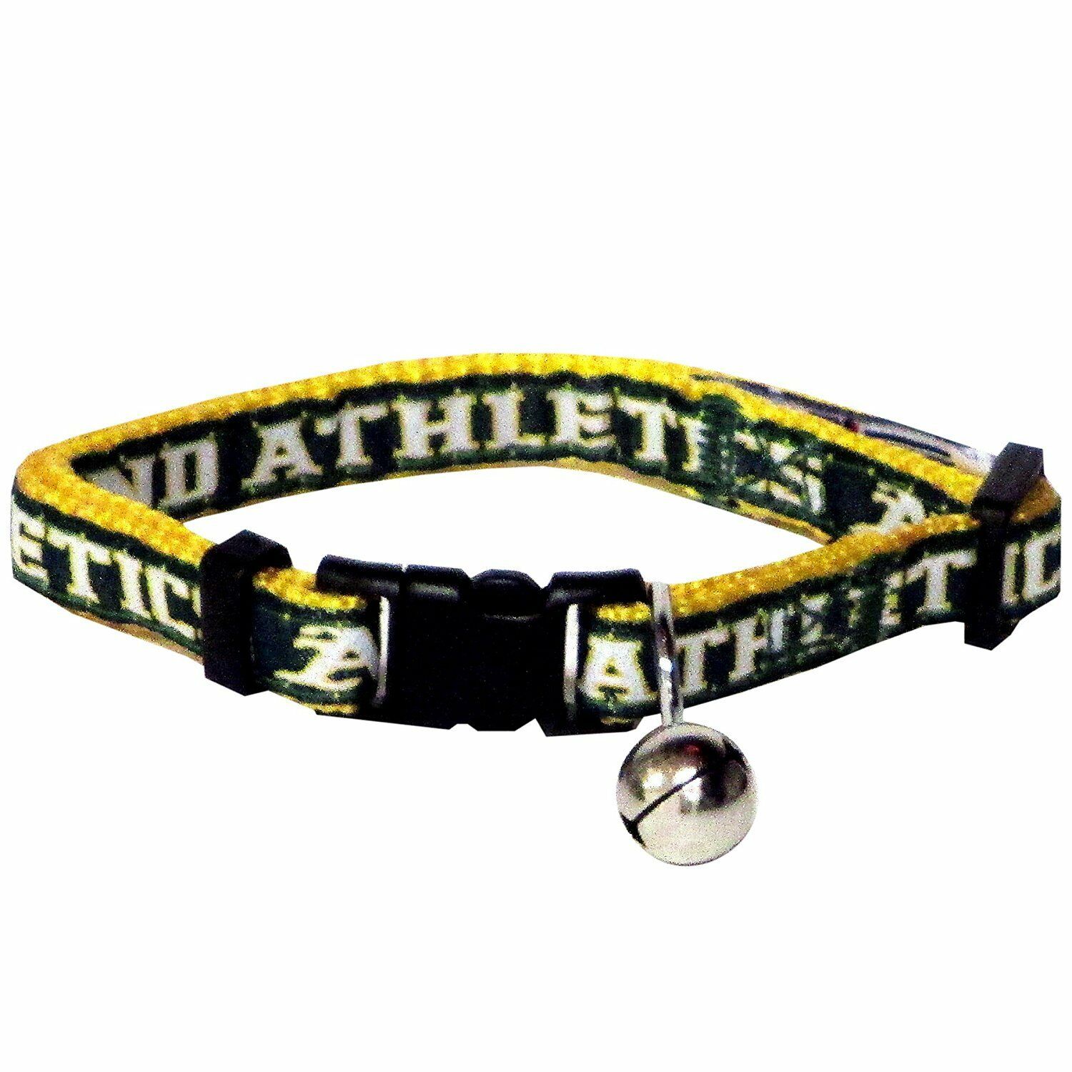 Pets First MLB Oakland Athletics Adjustable， Breakaway Cat Collar， Durable Nylon with Jingle Bell in 29 MLB teams