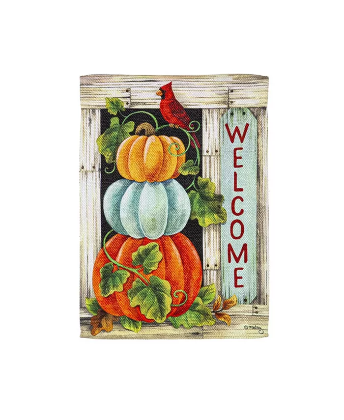 Evergreen Pumpkin Stack  Garden Suede Flag 12.5 x 18 Inches Indoor Outdoor Decor
