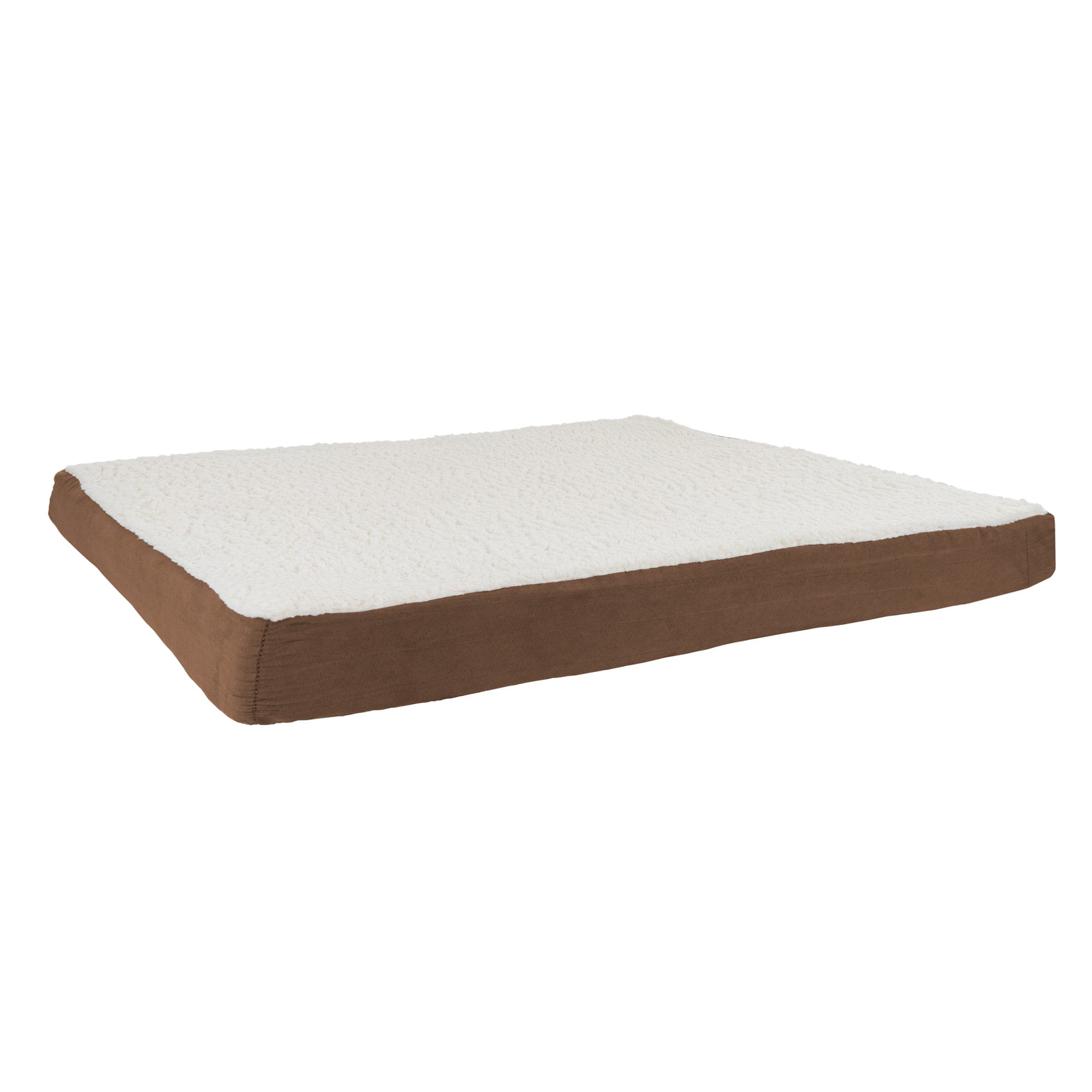 Orthopedic Sherpa Top Pet Bed with Memory Foam and Removeble Cover 44x35x4.75 Brown by PETMAKER