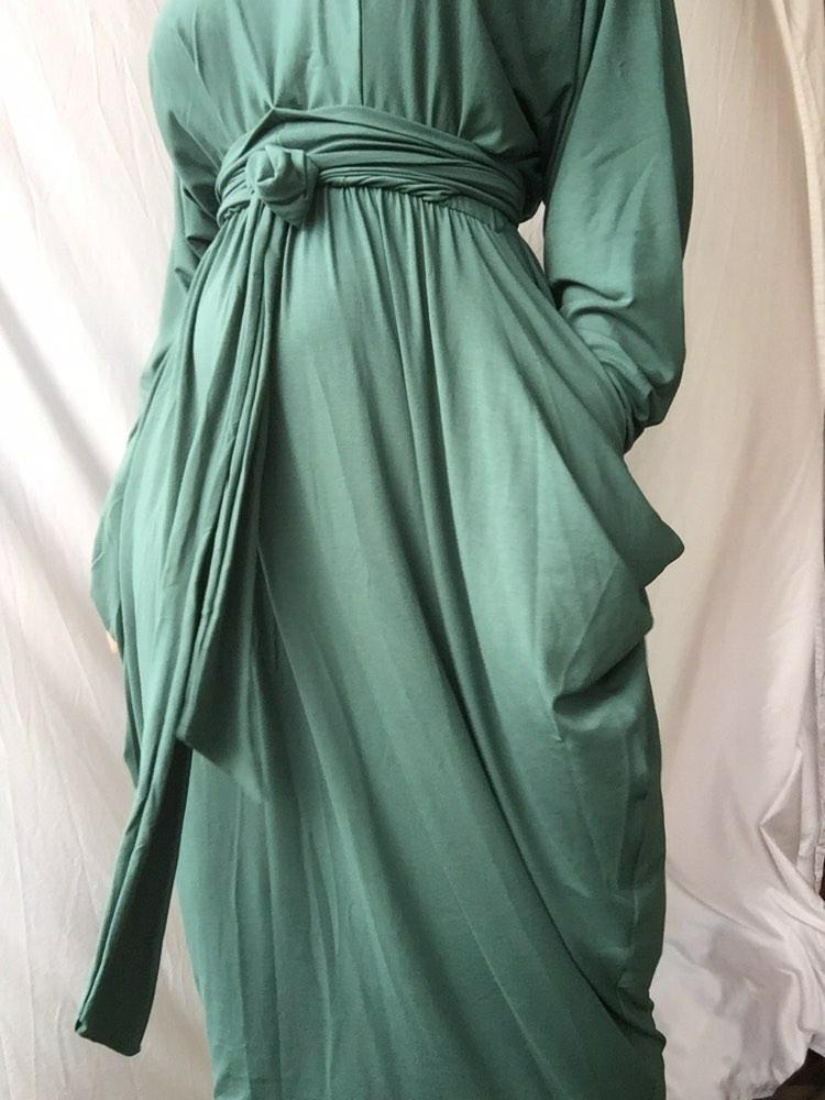 Mid Sleeve High Neck Slouch Dress