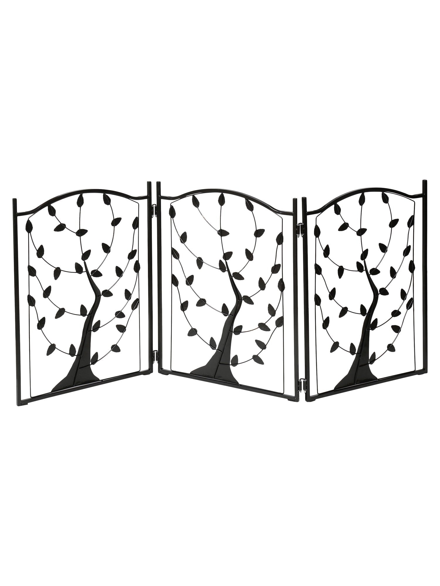 3-Panel Foldable Dog Gate Freestanding Dog Gate Metal， Tree of Life