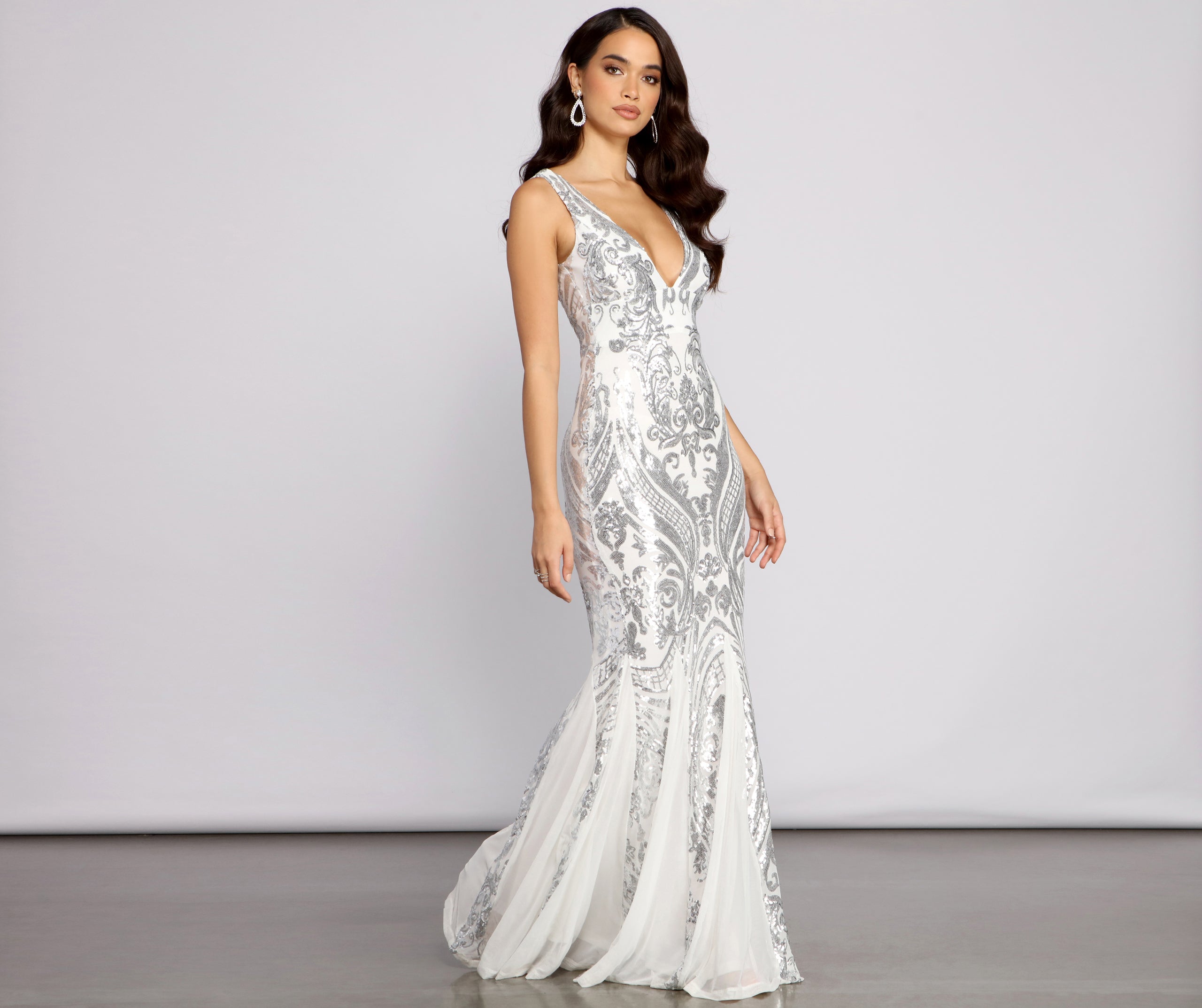 Danielle Sequin Mesh Mermaid Dress