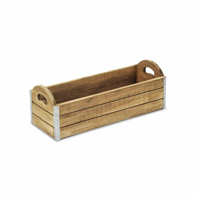 HomeRoots 399659 Rectangular Wooden Box Planter, Brown