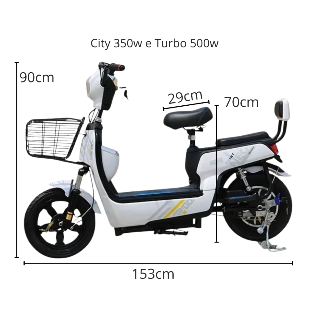 Bicicleta Elétrica Adulto Sem Cnh Scooter Com Acelerador 350 - Preto