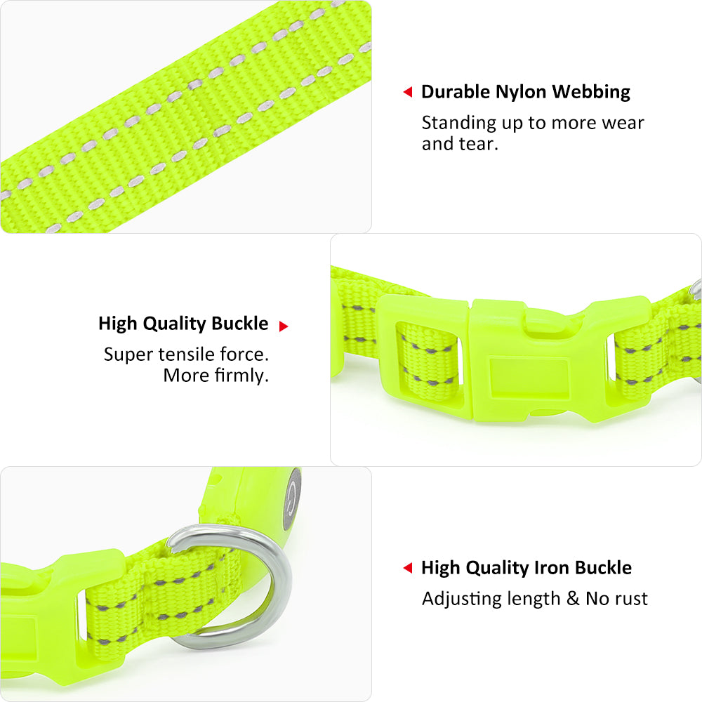 Bseen Small LED Dog Collar - USB Rechargeable Glowing Pet Collar for x-Small Dogsand Cats (Green)