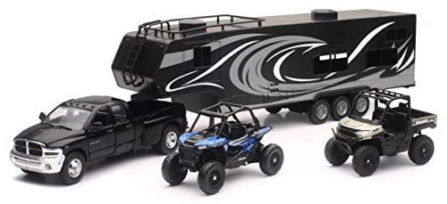 NEW-RAY - 37046 - REPLICA TRUCK/TOY HAULER/UTVS RAM DUALLY/TRAILER/POL UTV