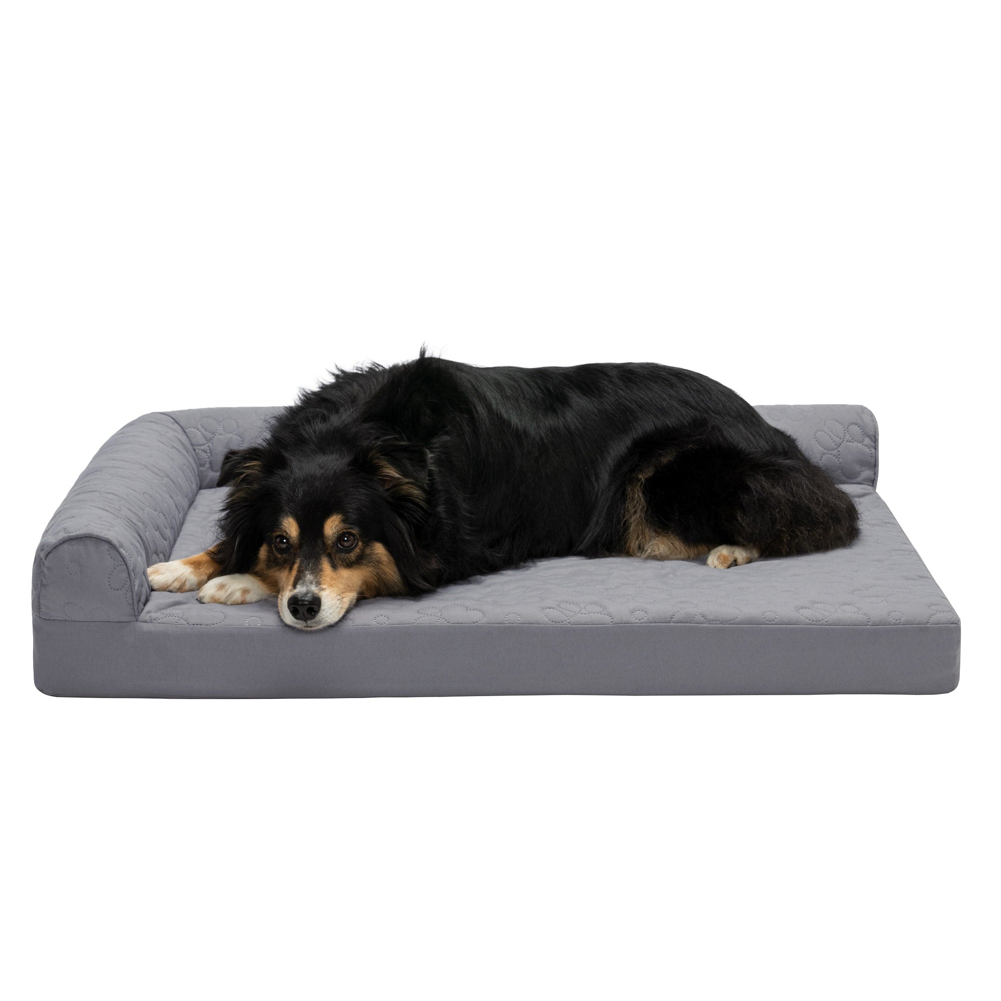 FurHaven Pet Products | Paw-Quilted Cool Gel Top Deluxe L-Chaise - Large， Titanium