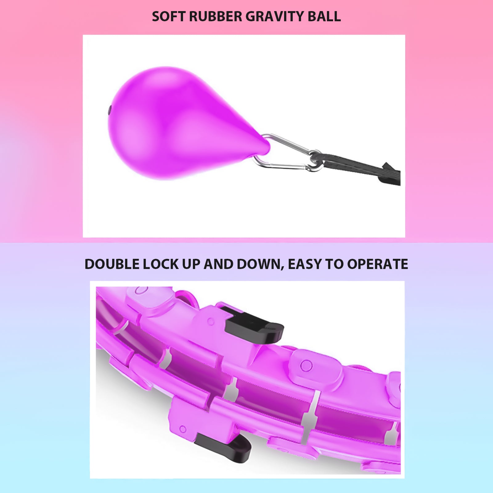 Aptoco 2 in 1 Smart  Fitness Hoop Adults 24 Detachable Knots Weighted Hoop for Exercise， Adults Waist Trainer with Auto-Spinning Ball， Purple， Christmas Gifts