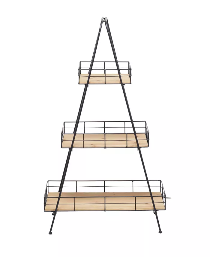 Novogratz Collection Brown Wood Indoor Outdoor 3 Tier Plant Stand