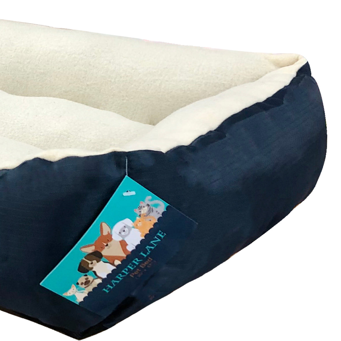 Harper Lane Monaco Rectangular Plush Pet Bed， Navy