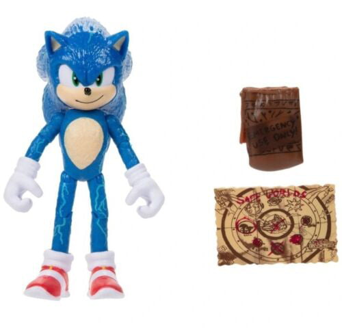 Sonic 2 Movie 4 Inch Figures Sonic with Map and Pouch