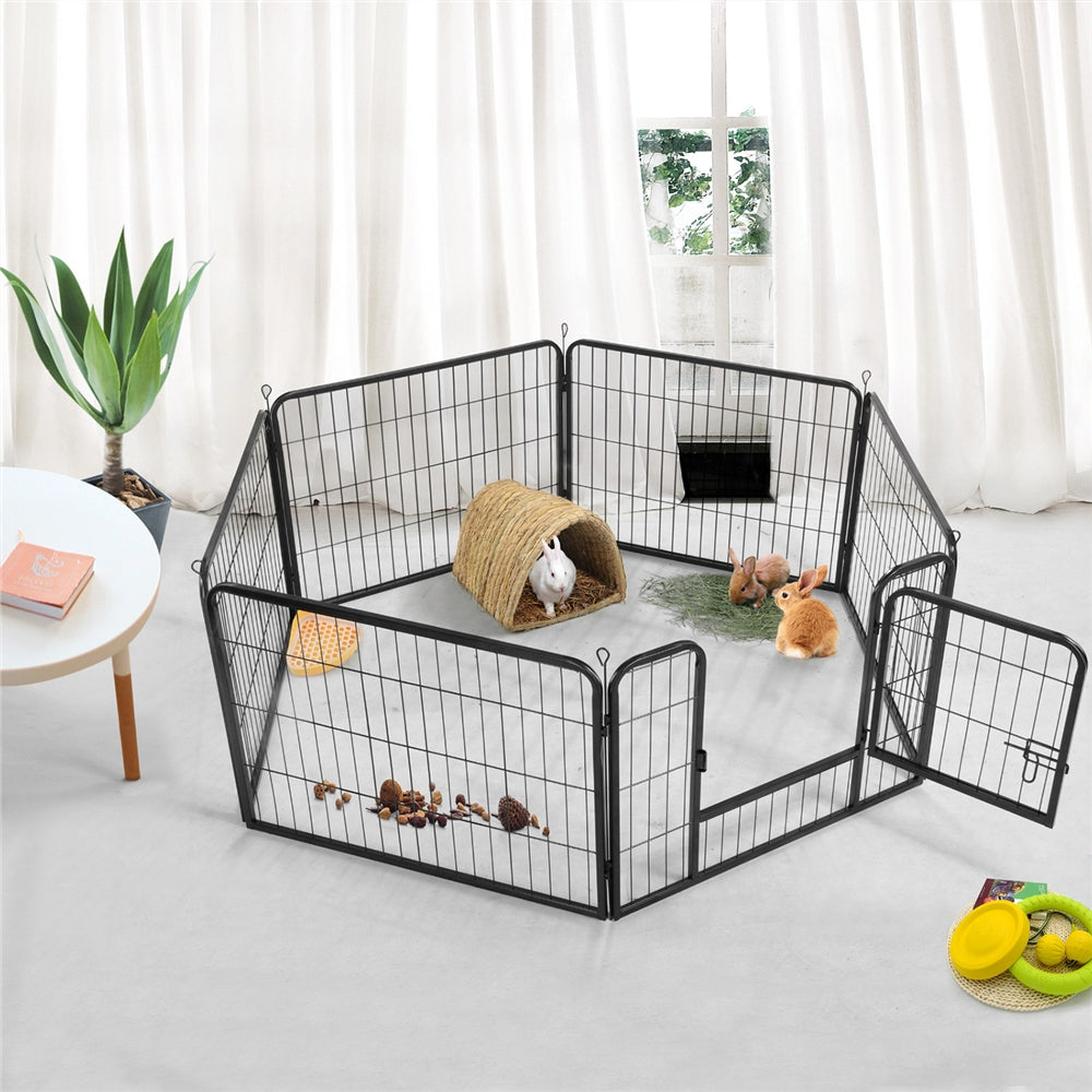 Topeakmart 6 Panels Heavy Duty Pet Playpen Dog Exercise Pen Cat Fence， 23.6''H， Black