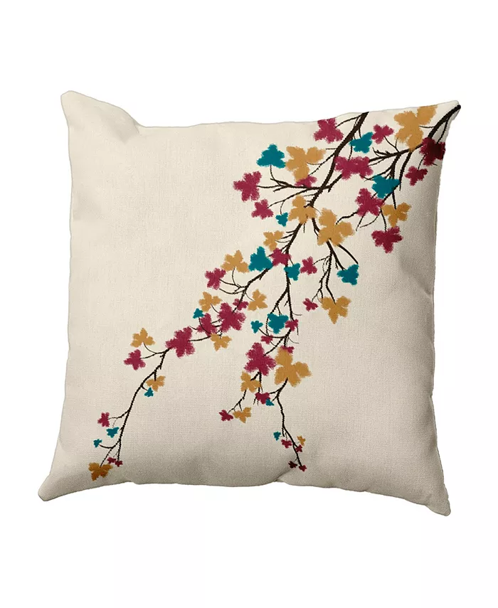 E by Design 16 Inch Teal Decorative Floral Throw Pillow