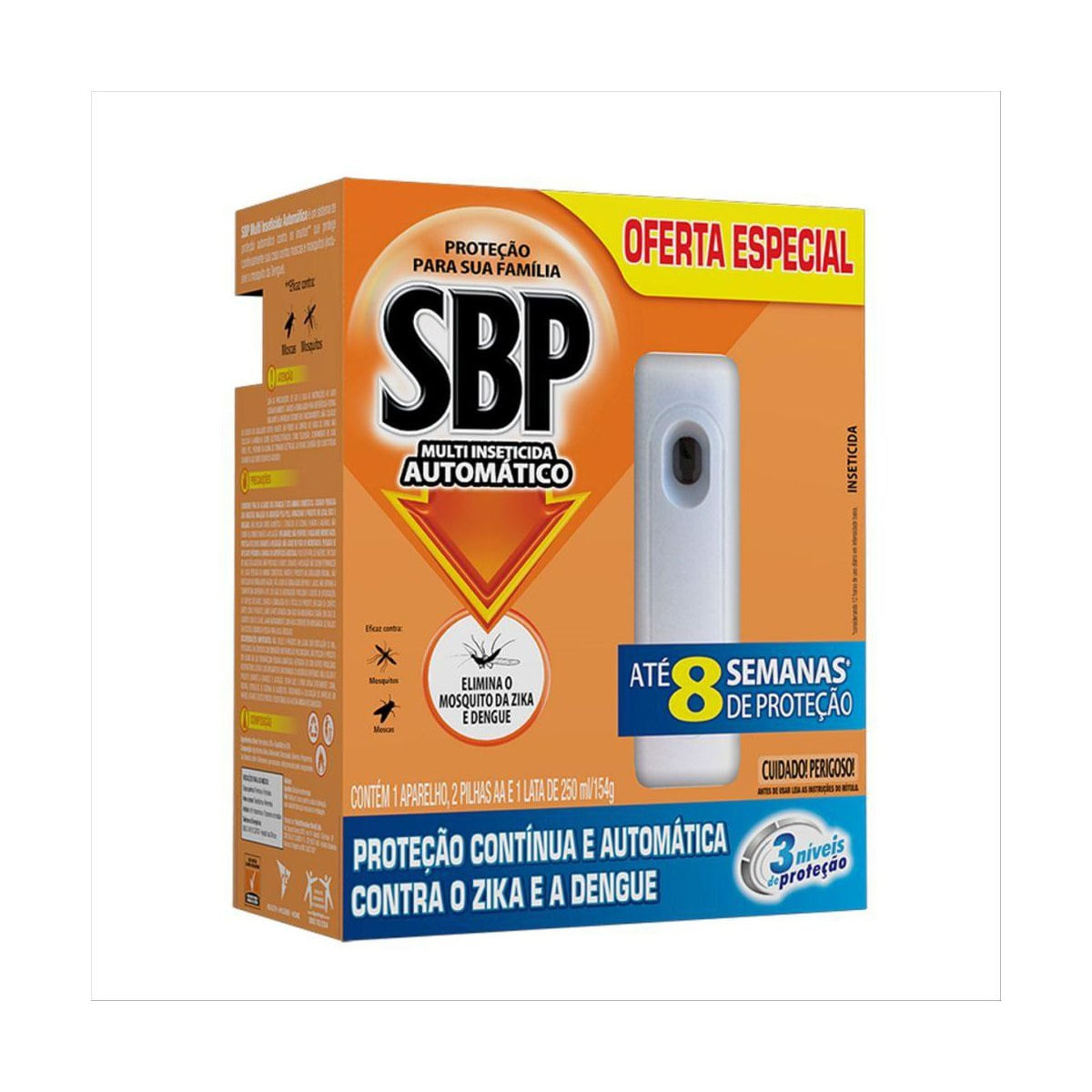 SBP Multi Inseticida Automatico Aparelho + Refil Duracao ate 8 semanas 250ml