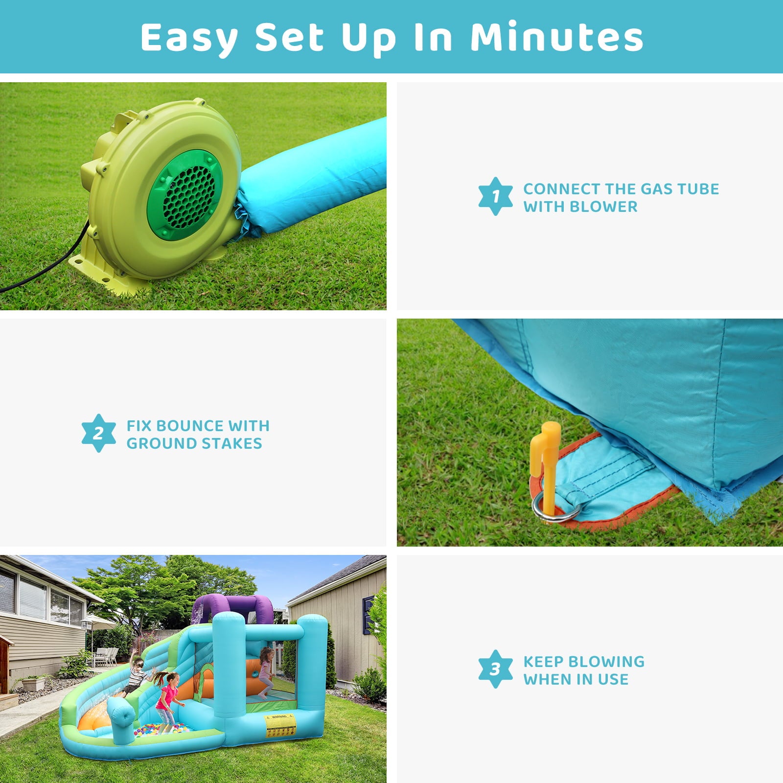 HEMBOR Kids Inflatable Bouncer Water Park Bounce House with Blower