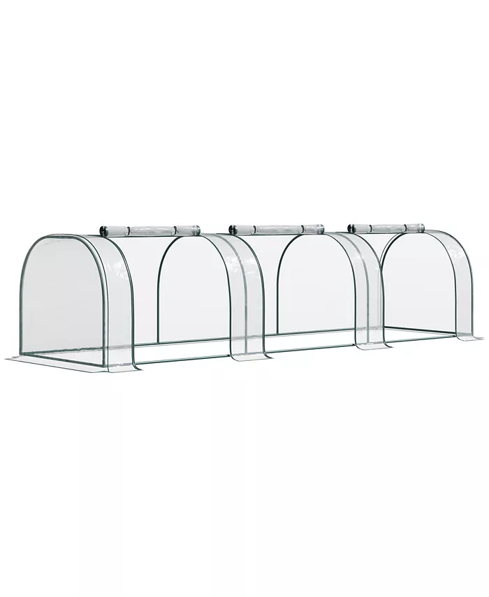 Outsunny Large Round Steel Transparent PVC Tunnel Greenhouse Green