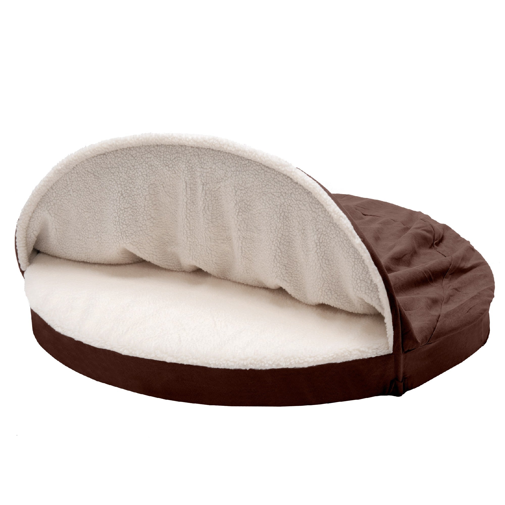 FurHaven | Cooling Gel Faux Sheepskin Snuggery Pet Bed for Dogs and Cats， Espresso， 44-Inch