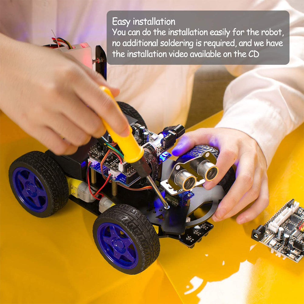 Meterk Smart Robot Car Kit Wifi Camera Remote Control STEM Education Toy Car Robotic Kit Compatible with Learner Support Scratch DIY Coding for Kids Teens Adults