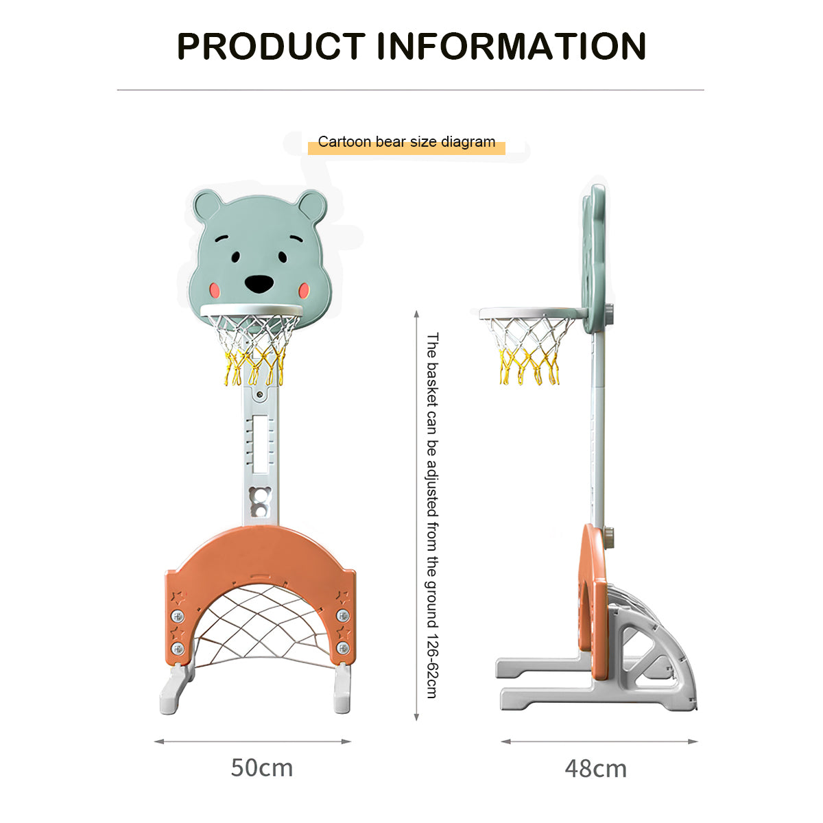 Kids Basketball Hoop， 2-in-1 Basketball Hoop for Toddlers， Adjustable Basketball Stand Set with Basketball /Football