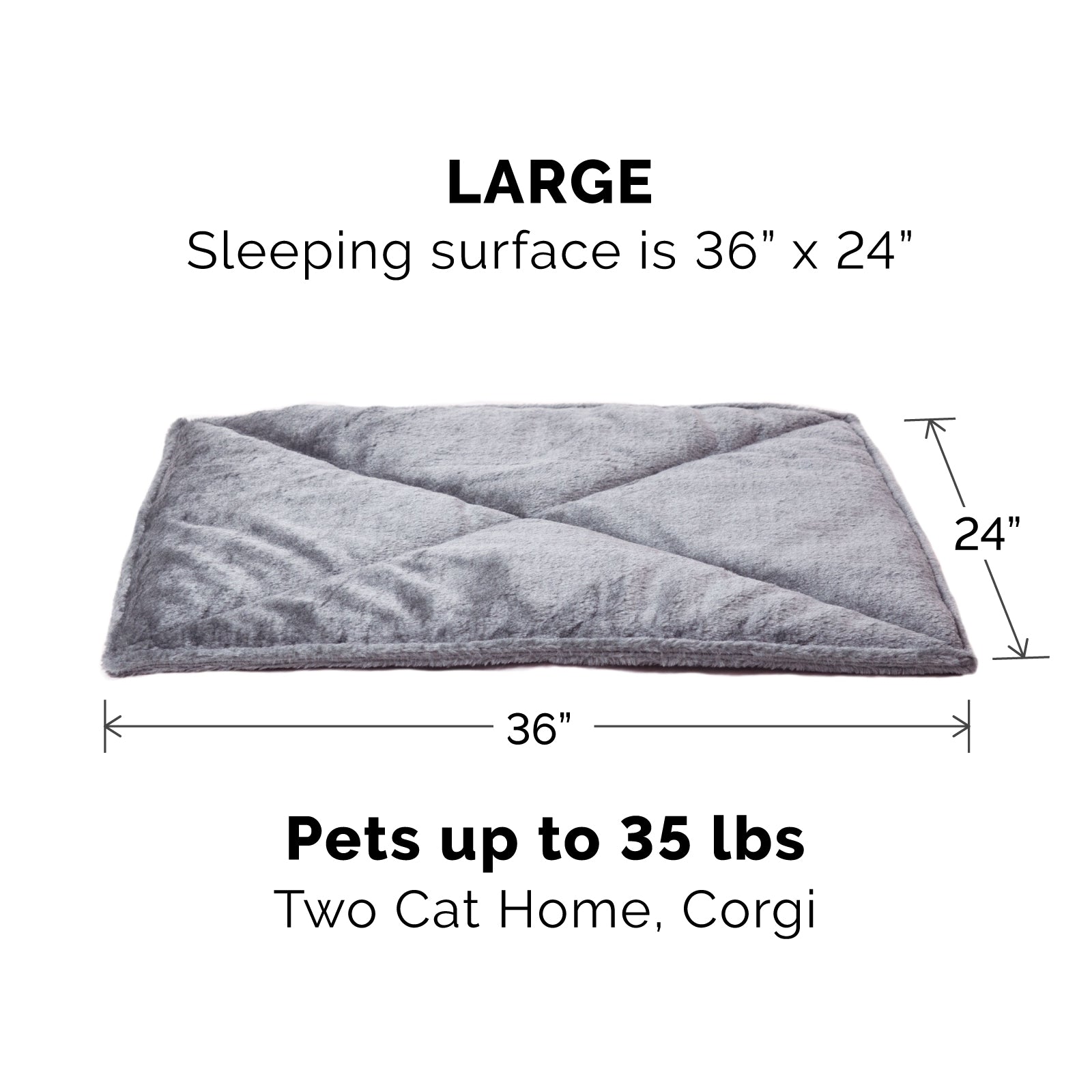 FurHaven | ThermaNAP Faux Fur Self-Warming Pet Bed Mat， Gray， Large