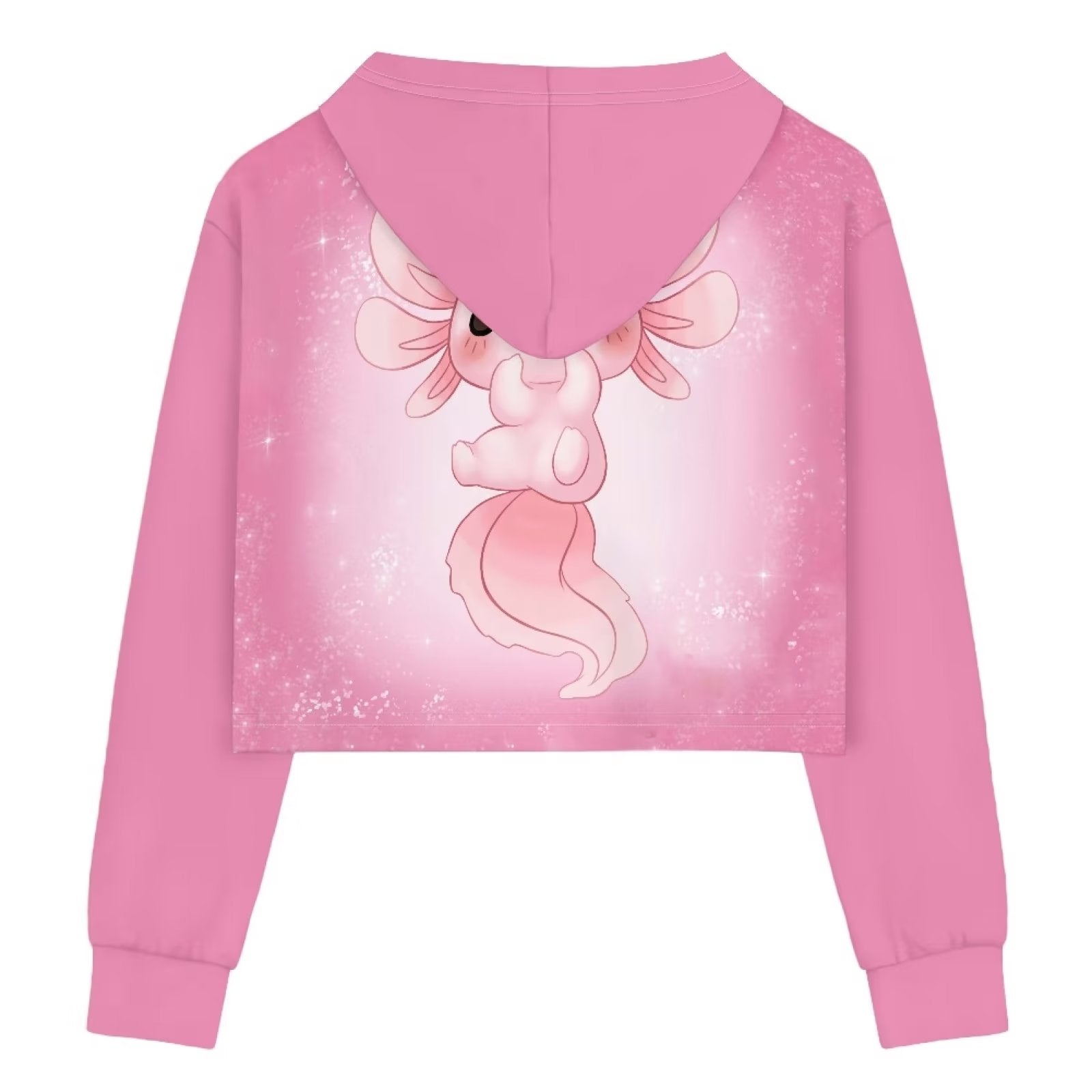 FKELYI Hippie Axolotl Crop Tops Hoodies Kids Size 9-10 Years Elastic Casual Long Sleeve Sweatshirts for Girls Lightweight Sports Hooded Pullover