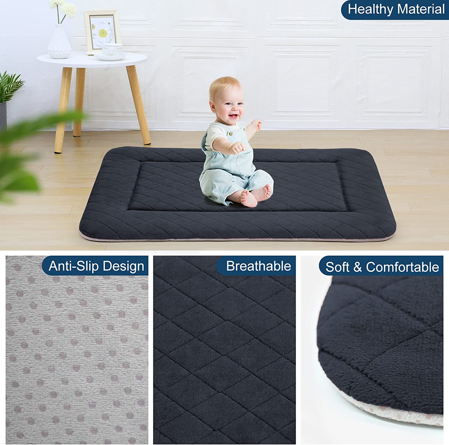 PROCIPE Large Dog Bed Soft Crate Mat Washable Cozy Kennel Pads for Large Medium Pets Sleeping